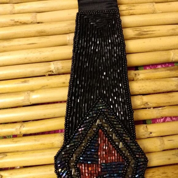 EUC VINTAGE MAJID Unique Glass Beaded Multicolored Diamond Patterned Belt 32-34 - Picture 6 of 13